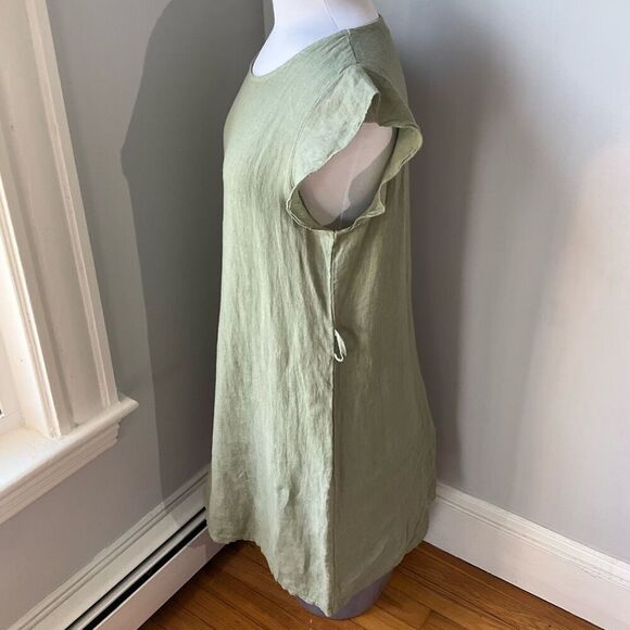Terzo Millennio shift Dress with Flutter Cap Sleeves, L. Sage Linen! - Picture 4 of 11